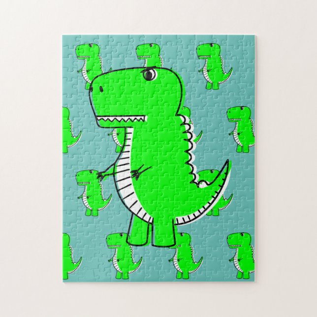 Puzzle Dessin Dinosaure Vert (Vertical)