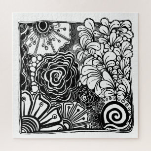 Puzzle Dessin Floral Zen Noir Et Blanc