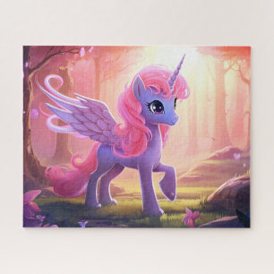 Puzzle dessin mignon licorne rose