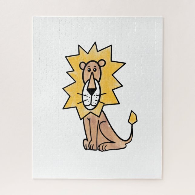 Puzzle dessin mignon lion enfants retro safari jungle ani (Vertical)
