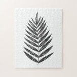 Puzzle Dessin minimaliste de fougère noire et blanche<br><div class="desc">Cette illustration botanique minimaliste moderne présente une feuille de palmier en noir et blanc.</div>