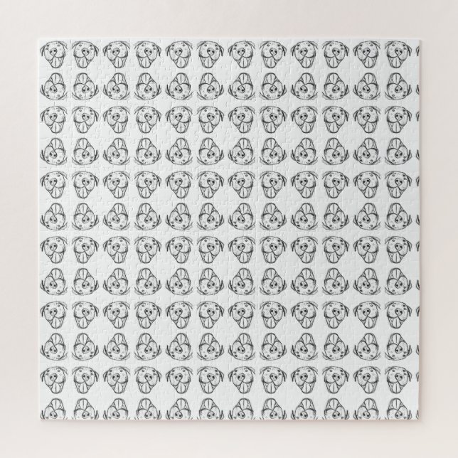 Puzzle dessin pitbull simple amoureux des chiens noir bla (Vertical)