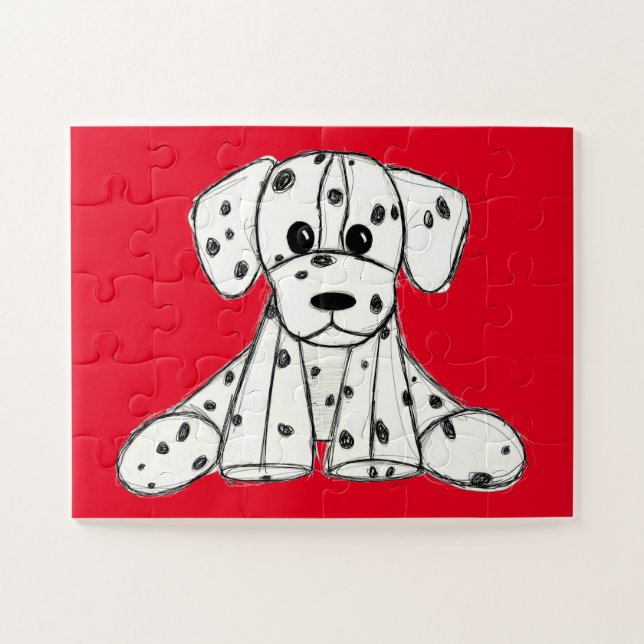 Puzzle Dessin simple de contour de chien en peluche dalma (Horizontal)