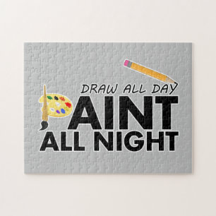Puzzle Dessiner toute la journée, Peindre toute la nuit