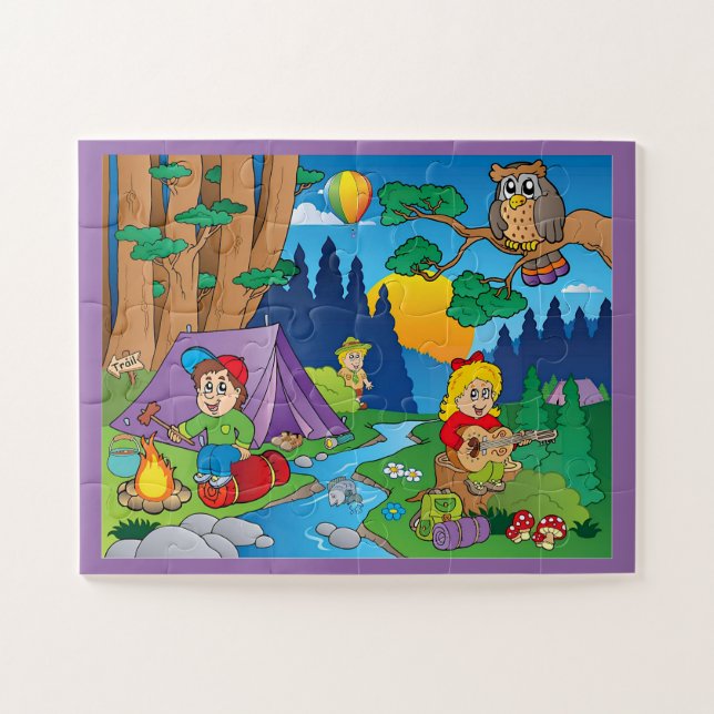 Puzzle Dessins amusants Camping (Horizontal)