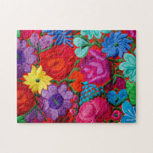 Puzzle Détail d'un textile floral à broderie traditionnel