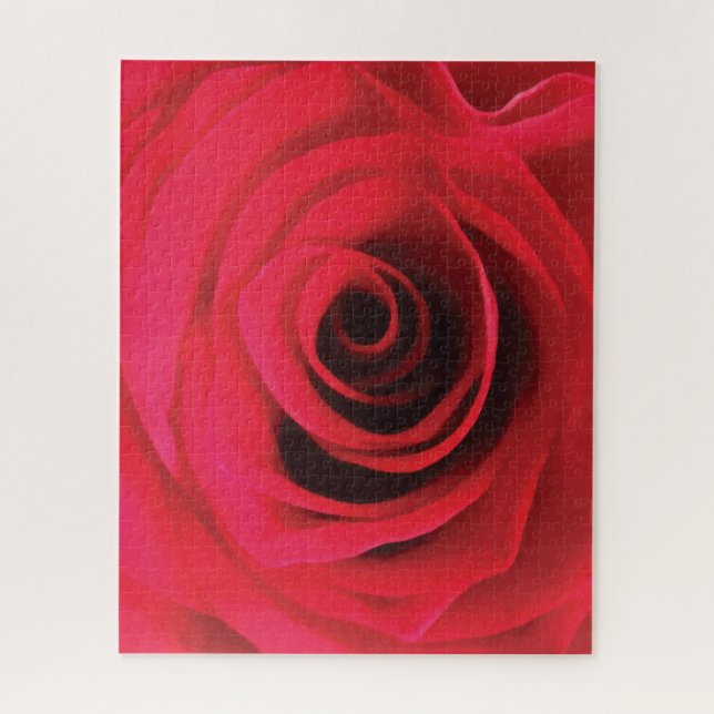 Puzzle Détail floral de bouton de rose rouge feu (Vertical)