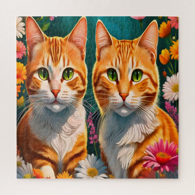 Puzzle Deux adorables chats roux tabby (Vertical)
