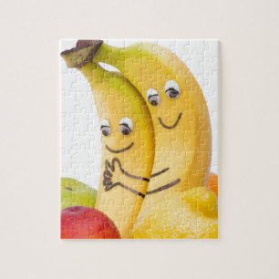 Puzzle Deux bananes avec les yeux et la bouche