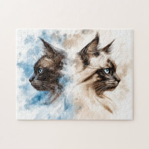 Puzzle Deux chats aquarelle