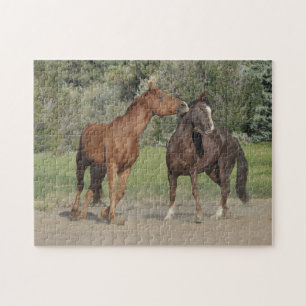 Puzzle Deux chevaux jouant