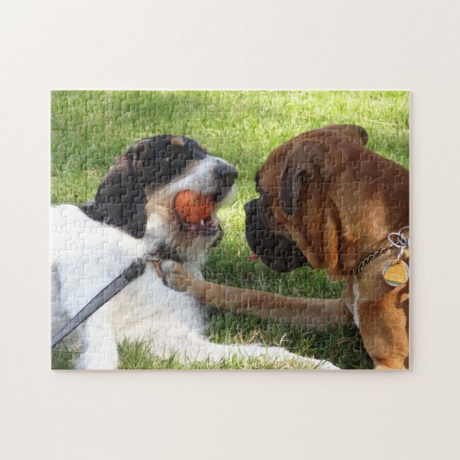 Puzzle deux chiens en jeu (Horizontal)