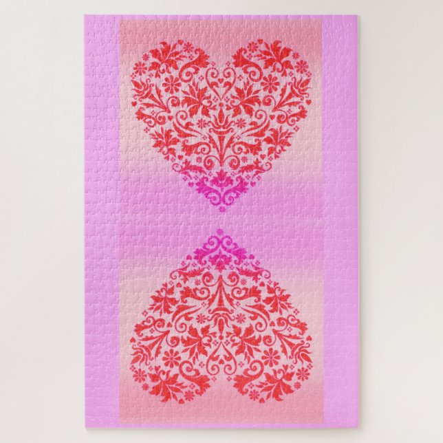 Puzzle Deux coeurs rouges (Vertical)