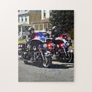 Puzzle Deux Cops De Moto Avec Lumières Clignotantes