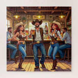 Puzzle Deux cow-girls et un cow-boy en train de danser en