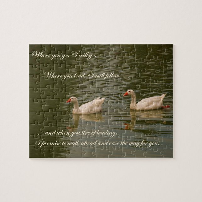 Puzzle Deux cygnes - message de l'amour (Horizontal)