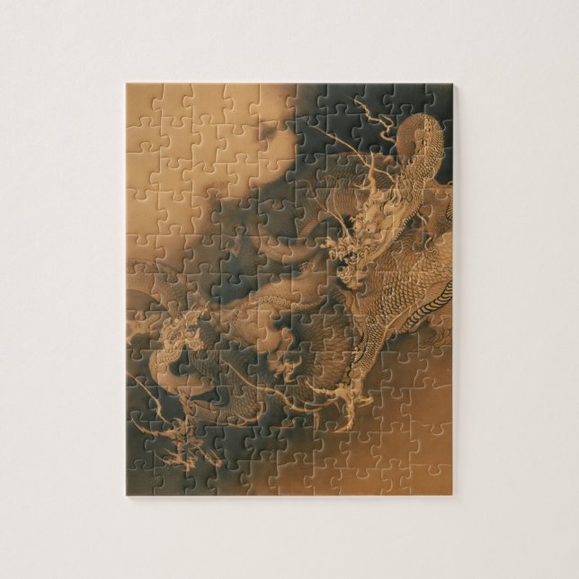 Puzzle Deux dragons en nuages vintages (Vertical)