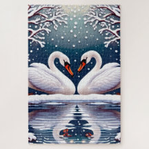 Deux élégants cygnes blancs