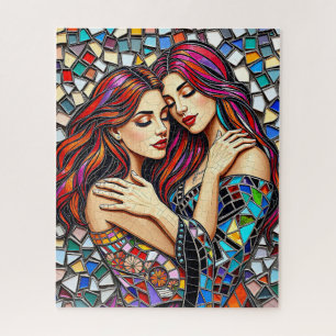 Puzzle Deux femmes amoureuses   Style Carrelage mosaïque 