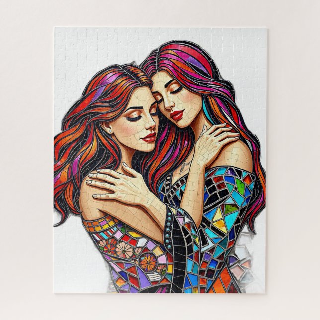 Puzzle Deux femmes amoureuses | Style Carrelage mosaïque  (Vertical)