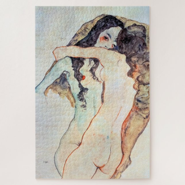 Puzzle Deux femmes s'étreignant | Egon Schiele | (Vertical)