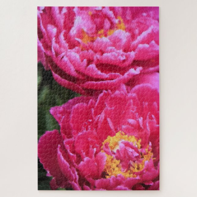Puzzle Deux Fuchsia Peony Fleurit Peinture (Vertical)