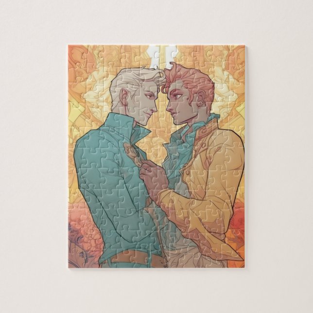 Puzzle Deux hommes dans Ardent Gay Love (Vertical)