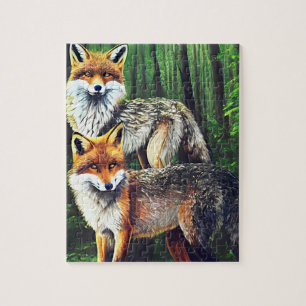 Puzzle deux jeunes Foxes animal nature faune art