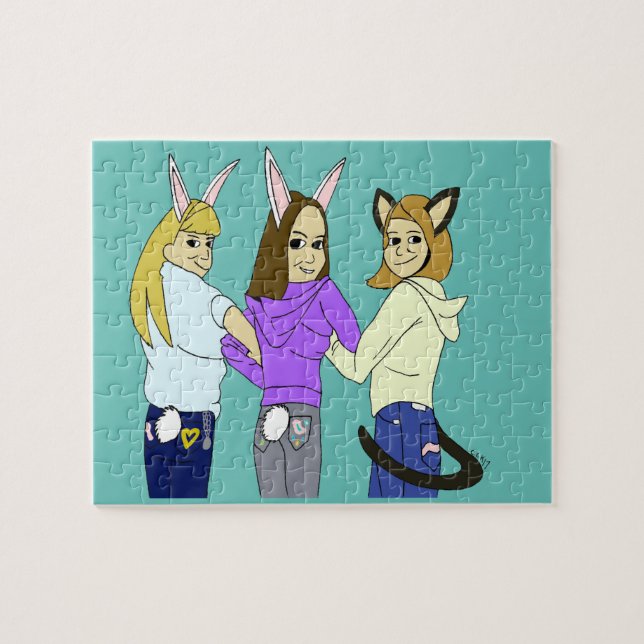 Puzzle Deux lapins et un chaton (Horizontal)