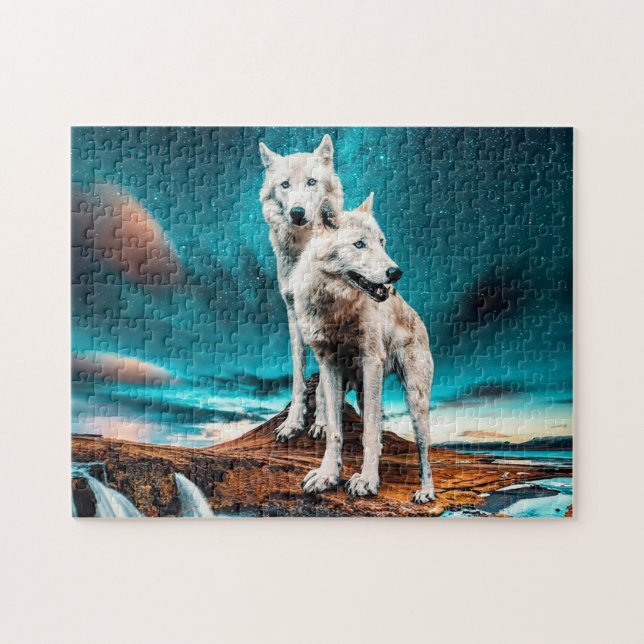 Puzzle Deux loups arctiques (Horizontal)