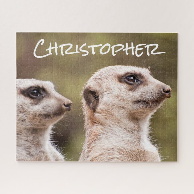 Puzzle Deux Meerkats en gros plan Personnalisé (Horizontal)