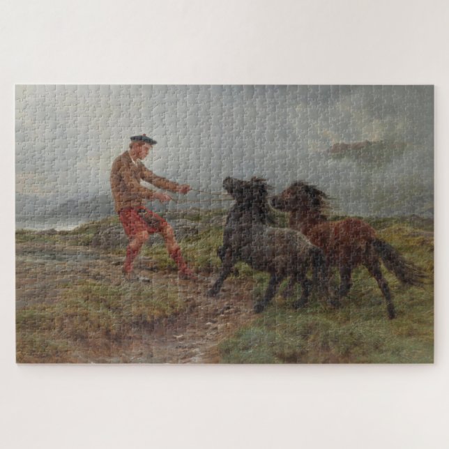 Puzzle Deux Ponies Shetland dans les Highlands d'Écosse (Horizontal)