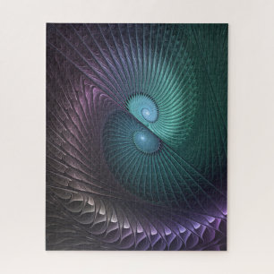 Puzzle Deux spirales colorées art fractal abstrait modern