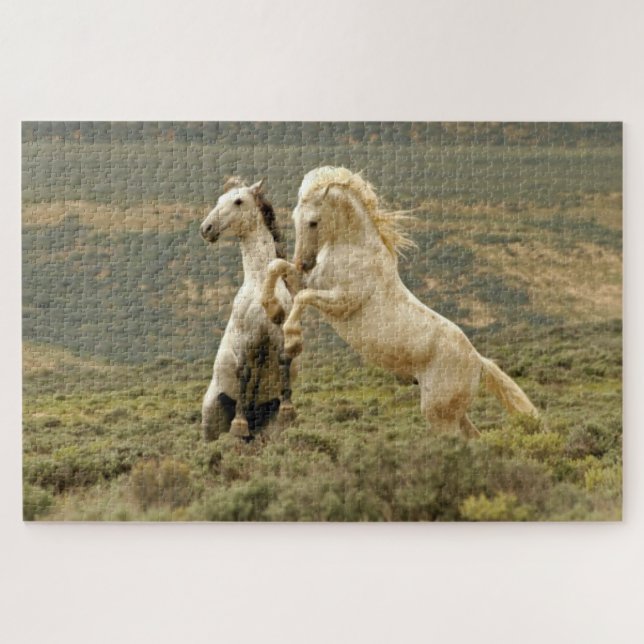 Puzzle Deux Stallions sauvages combattent (Horizontal)