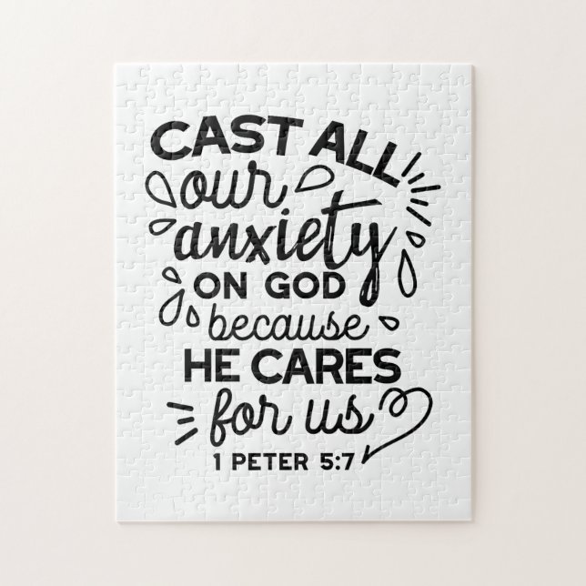 Puzzle Déversez Toute Votre Anxiété – 1 Pierre 5:7 Verset (Vertical)