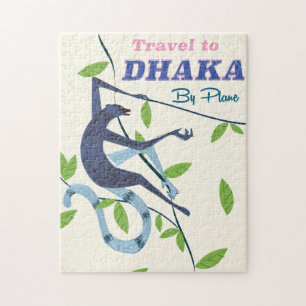 Puzzle Dhaka, Bangladesh affiche de vacances vintage.