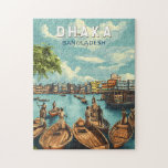 Puzzle Dhaka Bangladesh Illustration Voyage Art Vintage<br><div class="desc">Dhaka design de déplacement vectoriel rétro. Dhaka,  la capitale animée du Bangladesh,  est une ville de contrastes,  mêlant histoire riche et moghole,  vie de rue animée et développement moderne.</div>