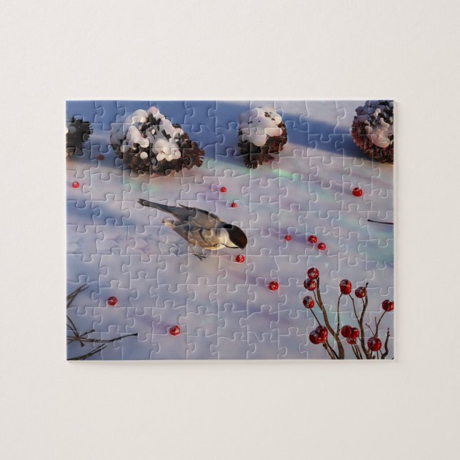 Puzzle d'hiver du chickadee (Horizontal)