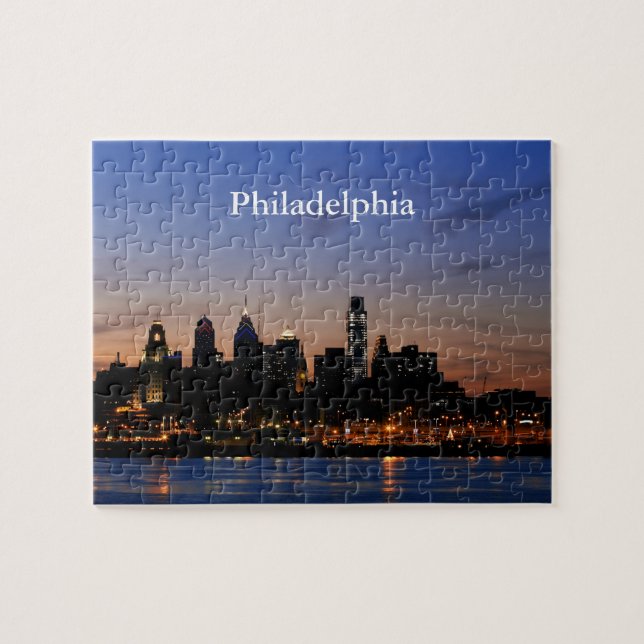 Puzzle d'horizon de coucher du soleil de Philly (Horizontal)
