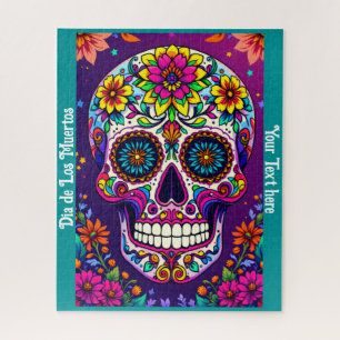Puzzle Dia de Los Muertos Crâne à sucre Texte personnalis