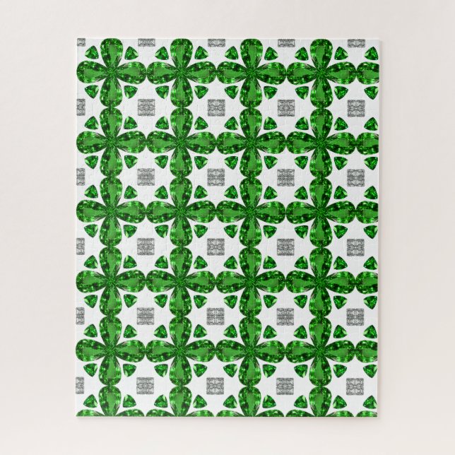 Puzzle Diamant & Emerald Gemstone Art, Vert (Vertical)