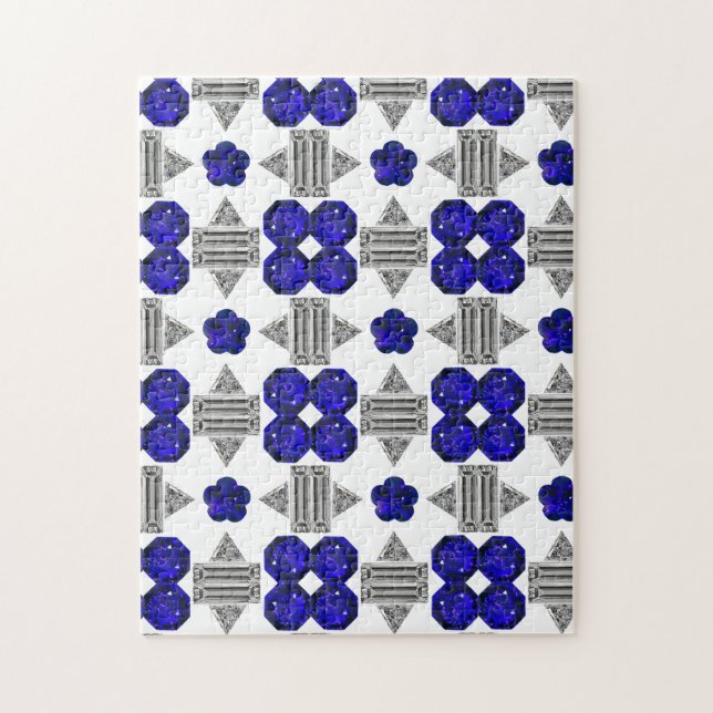 Puzzle Diamant Sapphire Gemstone Art, Bleu (Vertical)