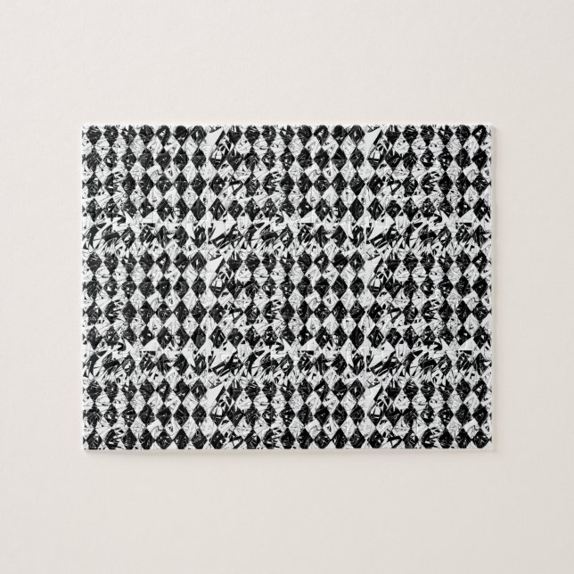 Puzzle Diamants Abstraits noirs et blancs (Horizontal)