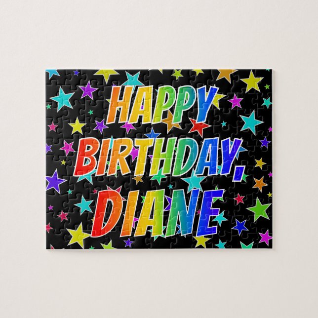 Puzzle "DIANE" Prénom, Amusant "HEUREUX ANNIVERSAIRE" (Horizontal)