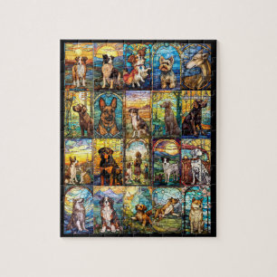 Puzzle Différentes races de chiens Mode Verre de retenue