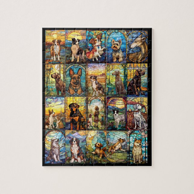 Puzzle Différentes races de chiens Mode Verre de retenue (Vertical)