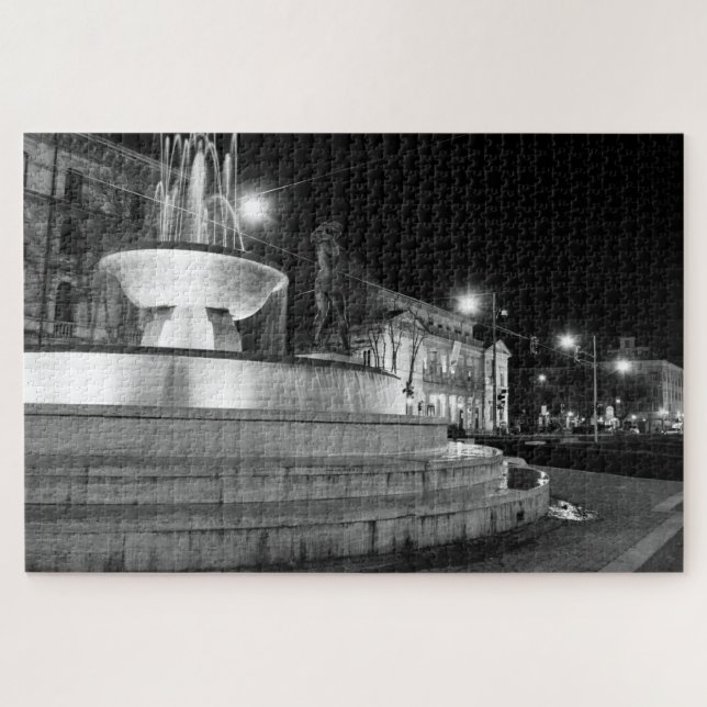 Puzzle Difficile Modène, Italie fontaine monochrome (Horizontal)