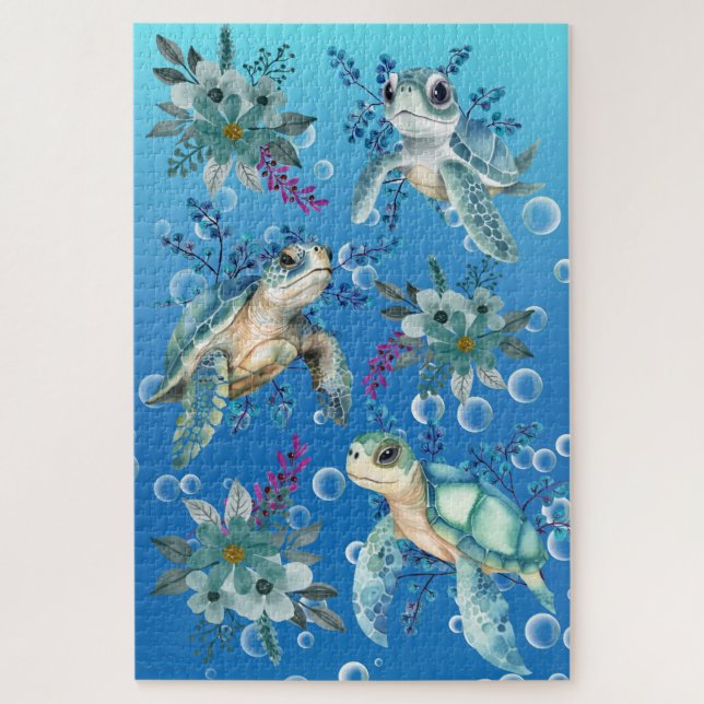 Puzzle difficile Whimsical Tortue de mer Jigsaw (Vertical)