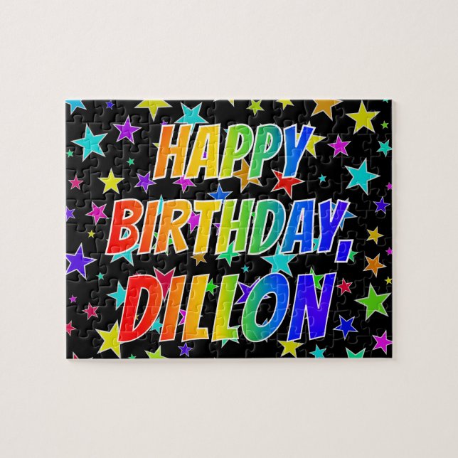 Puzzle "DILLON" Prénom, Amusant "HEUREUX ANNIVERSAIRE" (Horizontal)