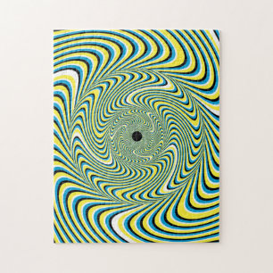 Puzzle d'illusion optique bleu et jaune